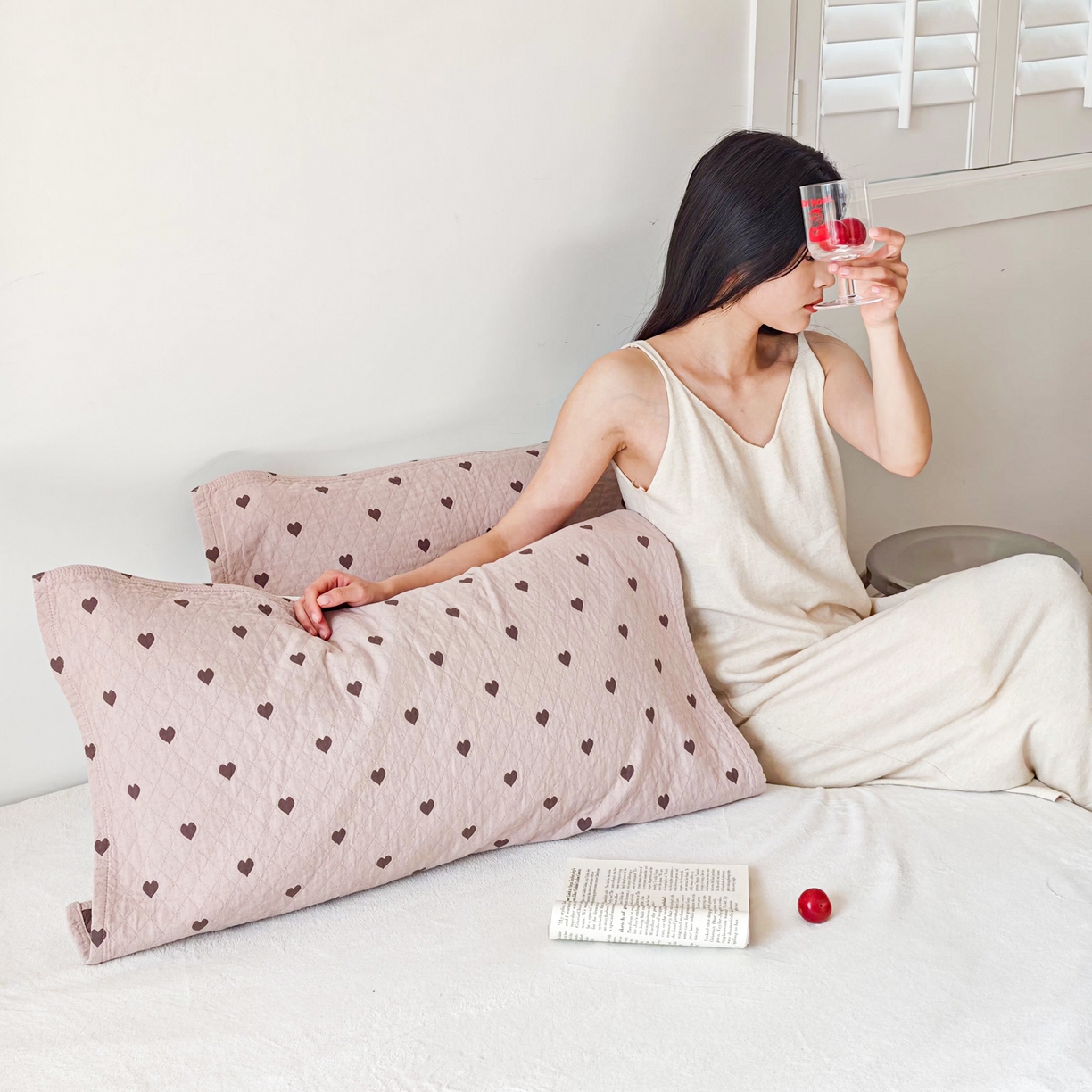 91家纺网 家纺一手货源 找家纺 沐瑟家纺 2026新款卡通小清新枕巾 心情 粉色