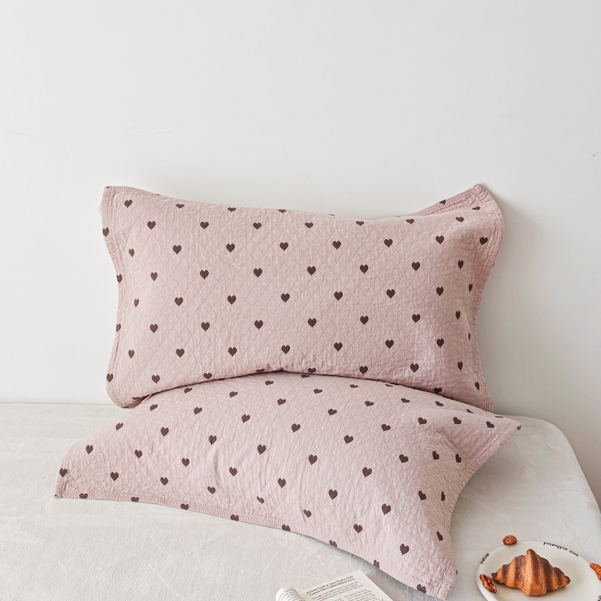 91家纺网 家纺一手货源 找家纺 沐瑟家纺 2026新款卡通小清新枕巾 心情 粉色