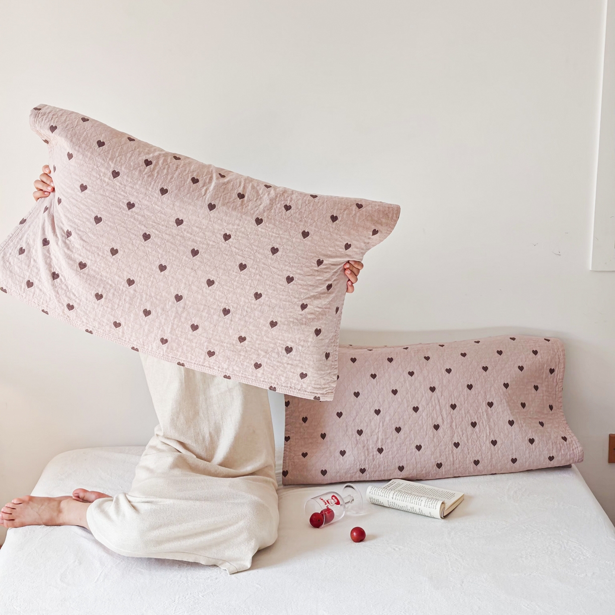 91家纺网 家纺一手货源 找家纺 沐瑟家纺 2026新款卡通小清新枕巾 心情 粉色