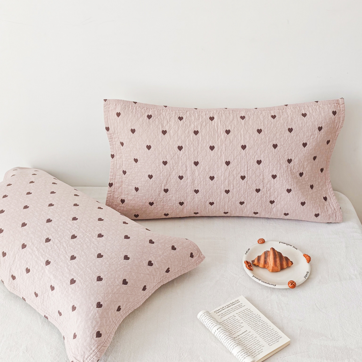 91家纺网 家纺一手货源 找家纺 沐瑟家纺 2026新款卡通小清新枕巾 心情 粉色