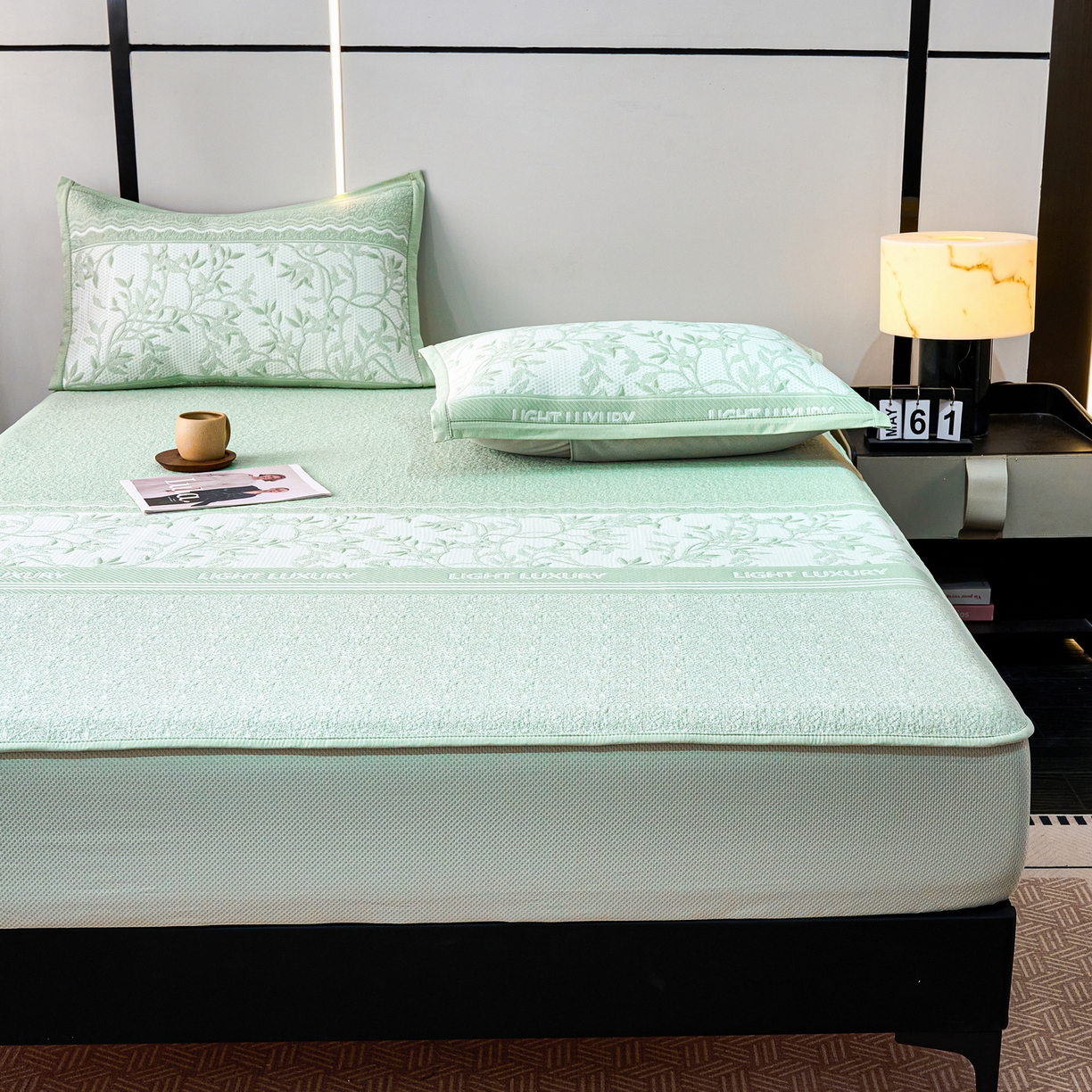 91家纺网 家纺一手货源 找家纺 （总）宜派家纺 2026新款提花PE凉感冰丝席凉席席子三件套