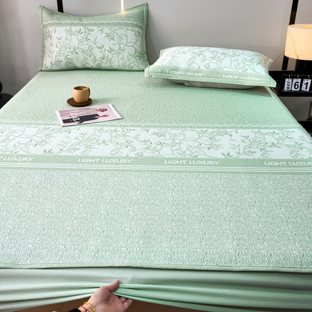 91家纺网 家纺一手货源 找家纺 （总）宜派家纺 2026新款提花PE凉感冰丝席凉席席子三件套