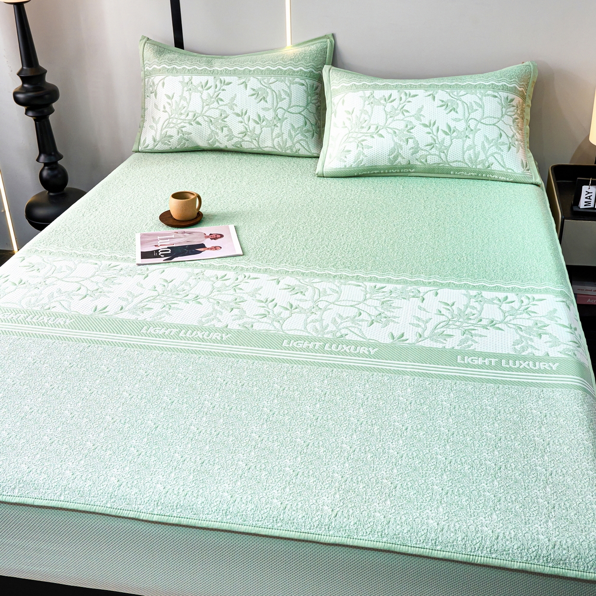 91家纺网 家纺一手货源 找家纺 （总）宜派家纺 2026新款提花PE凉感冰丝席凉席席子三件套