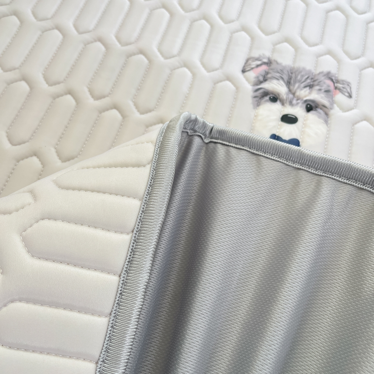 91家纺网 家纺一手货源 找家纺 摩妮卡 2026春夏新款凉感丝印花小清新乳胶凉席席子床笠款三件套 绅士狗狗