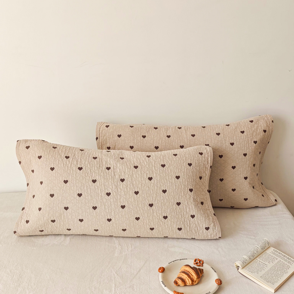 91家纺网 家纺一手货源 找家纺 沐瑟家纺 2026新款卡通小清新枕巾 心情 卡其