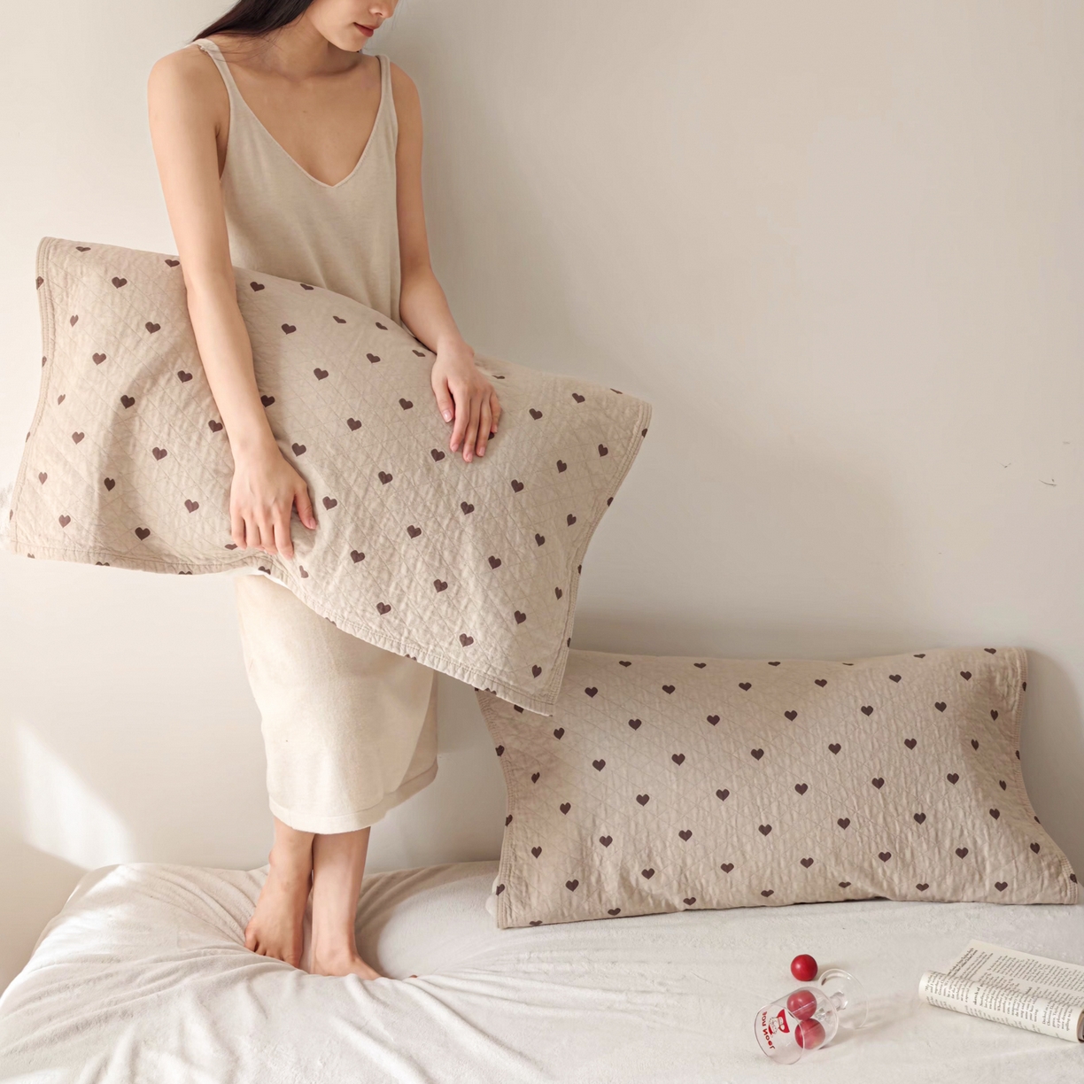 91家纺网 家纺一手货源 找家纺 沐瑟家纺 2026新款卡通小清新枕巾 心情 卡其