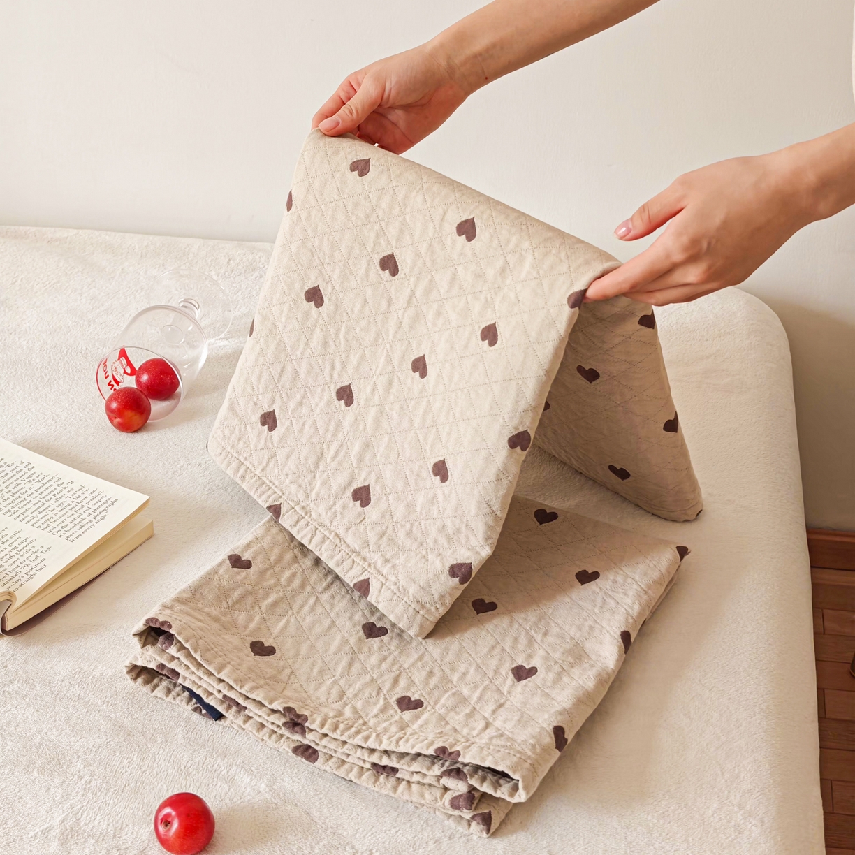 91家纺网 家纺一手货源 找家纺 沐瑟家纺 2026新款卡通小清新枕巾 心情 卡其