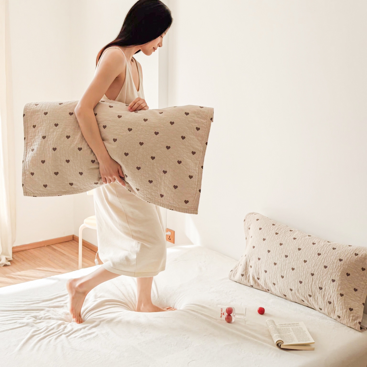 91家纺网 家纺一手货源 找家纺 沐瑟家纺 2026新款卡通小清新枕巾 心情 卡其