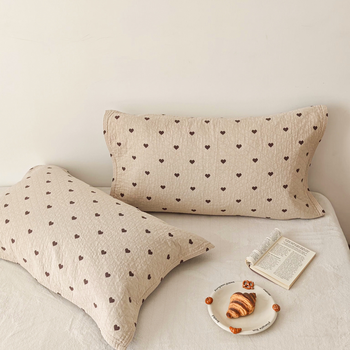 91家纺网 家纺一手货源 找家纺 沐瑟家纺 2026新款卡通小清新枕巾 心情 卡其