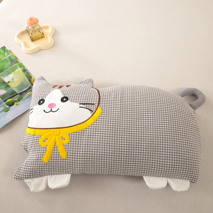 91家纺网 家纺一手货源 找家纺 枕之坊 2026新款全棉卡通猫咪荞麦枕 卡通猫咪-黄色