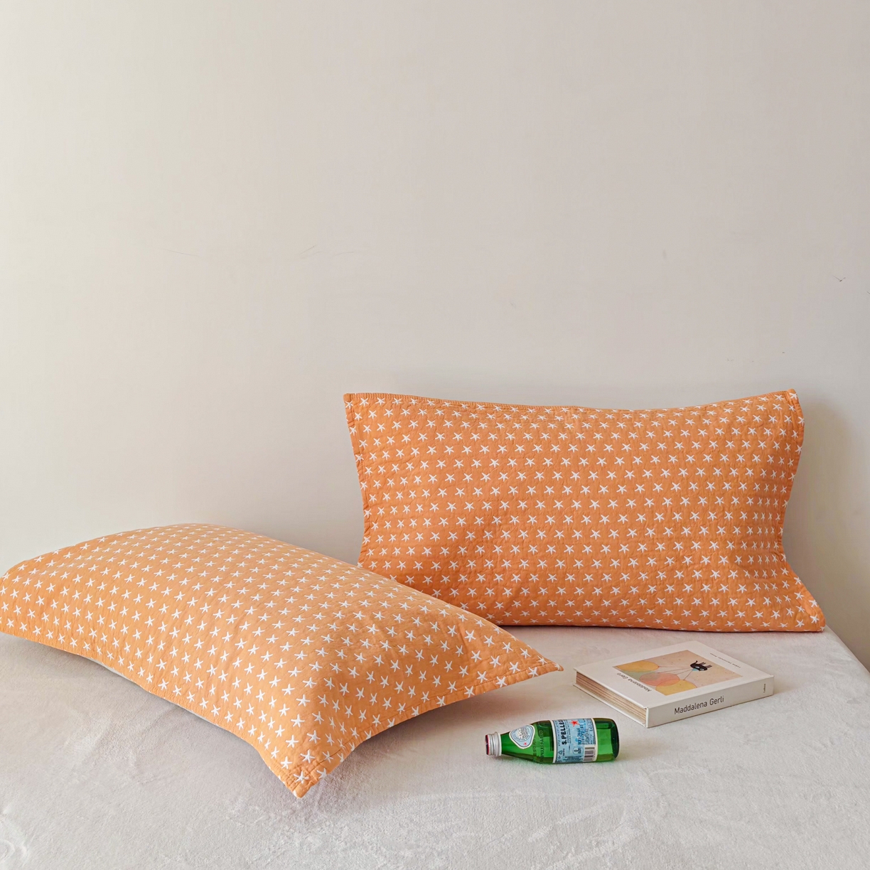 91家纺网 家纺一手货源 找家纺 沐瑟家纺 2026新款卡通小清新枕巾 星星 黄色