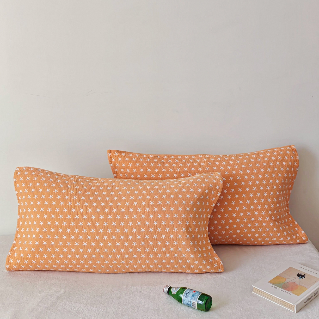 91家纺网 家纺一手货源 找家纺 沐瑟家纺 2026新款卡通小清新枕巾 星星 黄色