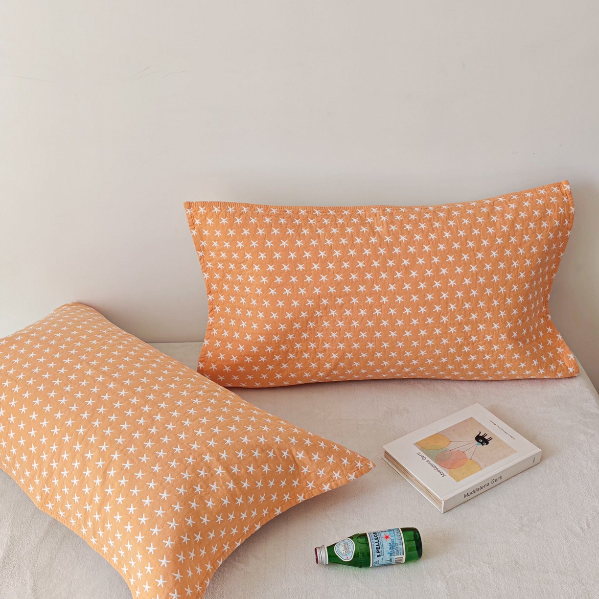 91家纺网 家纺一手货源 找家纺 沐瑟家纺 2026新款卡通小清新枕巾 星星 黄色