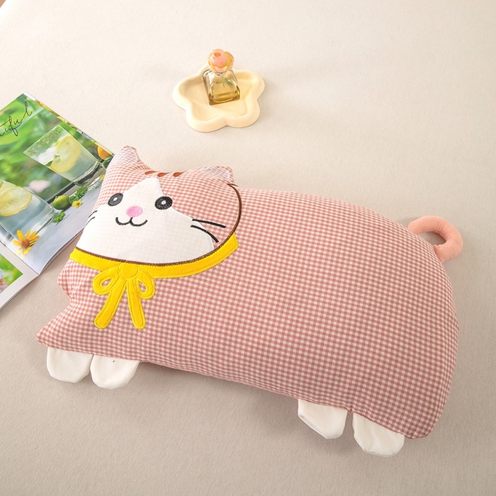 91家纺网 家纺一手货源 找家纺 枕之坊 2026新款全棉卡通猫咪荞麦枕 卡通猫咪-灰色