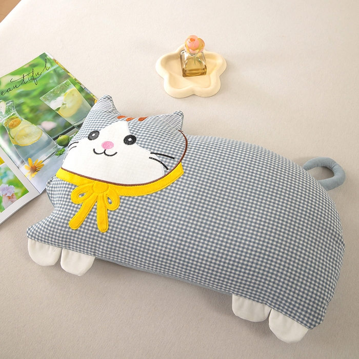 91家纺网 家纺一手货源 找家纺 枕之坊 2026新款全棉卡通猫咪荞麦枕 卡通猫咪-灰色