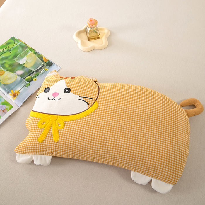 91家纺网 家纺一手货源 找家纺 枕之坊 2026新款全棉卡通猫咪荞麦枕 卡通猫咪-蓝色