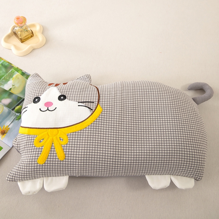 91家纺网 家纺一手货源 找家纺 枕之坊 2026新款全棉卡通猫咪荞麦枕 卡通猫咪-蓝色