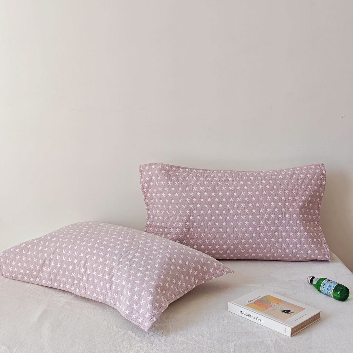 91家纺网 家纺一手货源 找家纺 沐瑟家纺 2026新款卡通小清新枕巾 星星 紫色