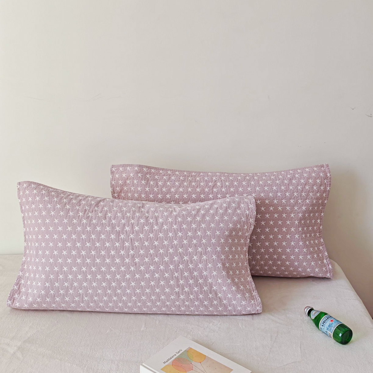 91家纺网 家纺一手货源 找家纺 沐瑟家纺 2026新款卡通小清新枕巾 星星 紫色