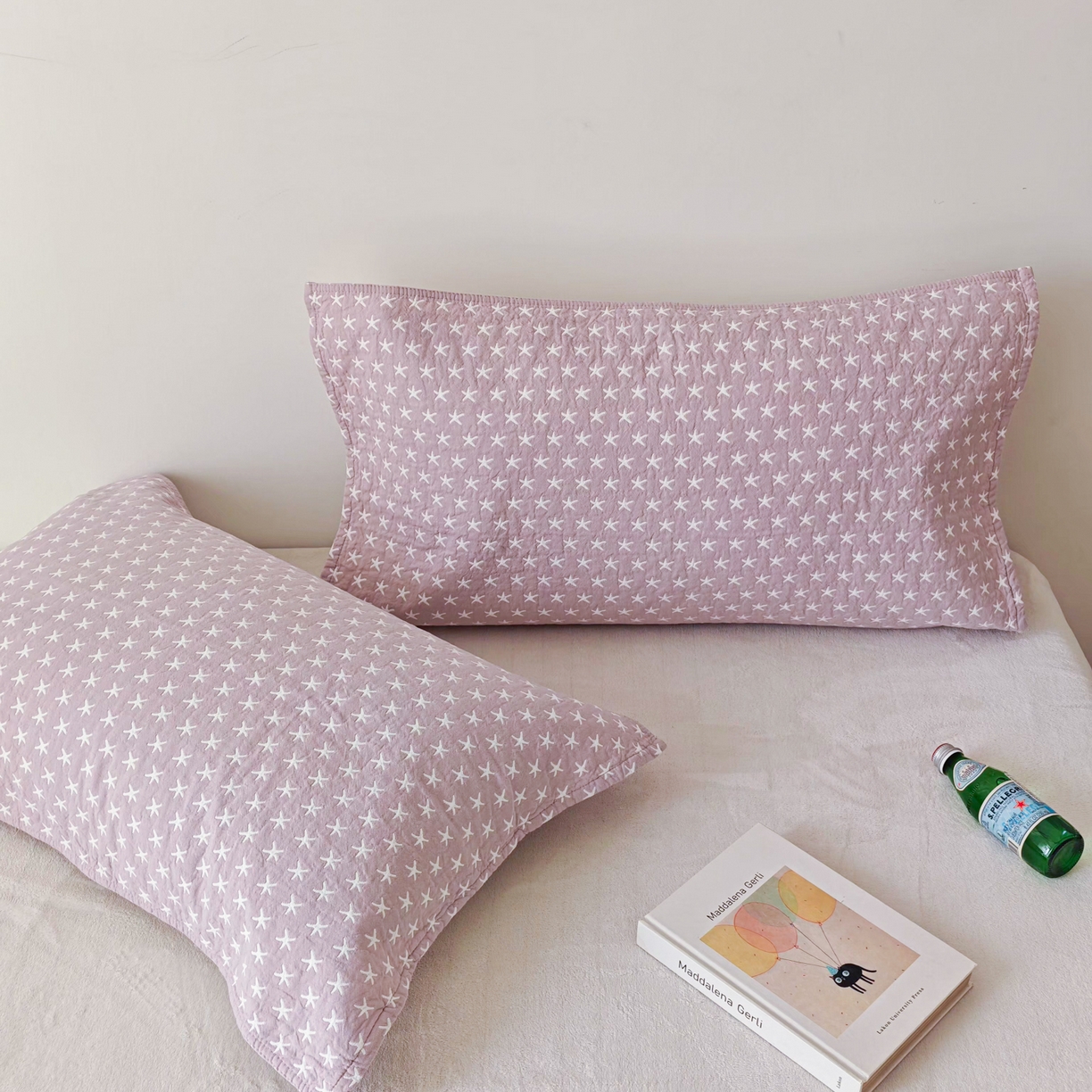 91家纺网 家纺一手货源 找家纺 沐瑟家纺 2026新款卡通小清新枕巾 星星 紫色