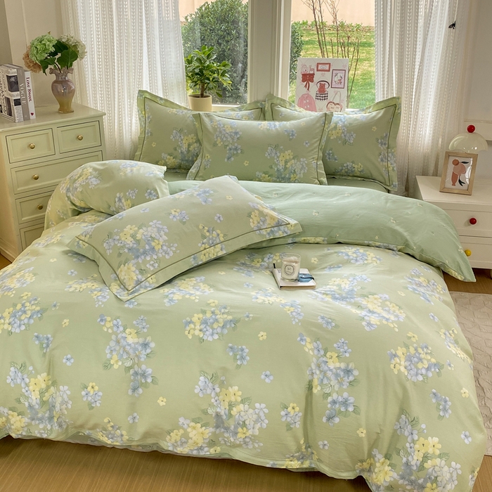 91家纺网 家纺一手货源 找家纺 凌鼎 2026新款多规格掉边全棉印花四件套 初夏花蕊