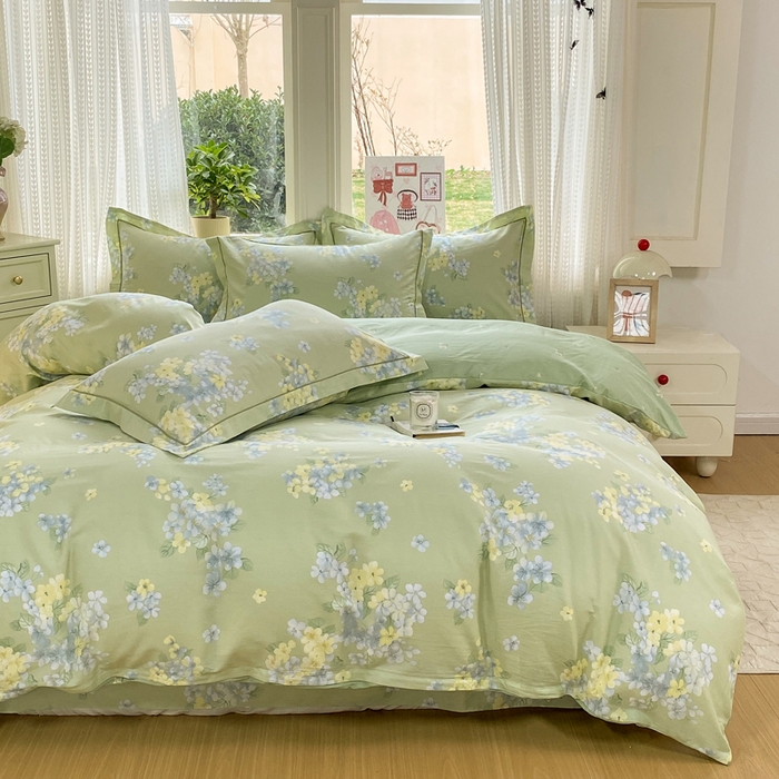 91家纺网 家纺一手货源 找家纺 凌鼎 2026新款多规格掉边全棉印花四件套 初夏花蕊