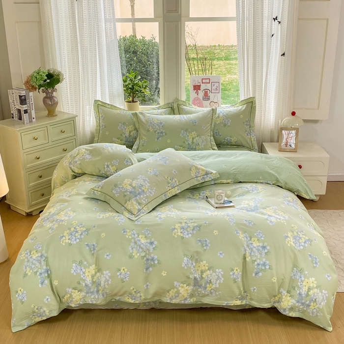 91家纺网 家纺一手货源 找家纺 凌鼎 2026新款多规格掉边全棉印花四件套 初夏花蕊