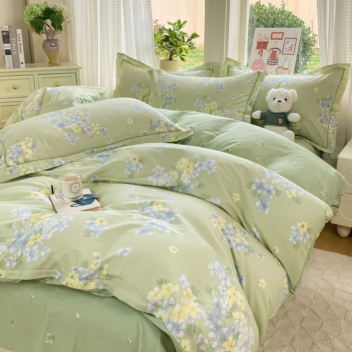 91家纺网 家纺一手货源 找家纺 凌鼎 2026新款多规格掉边全棉印花四件套 初夏花蕊