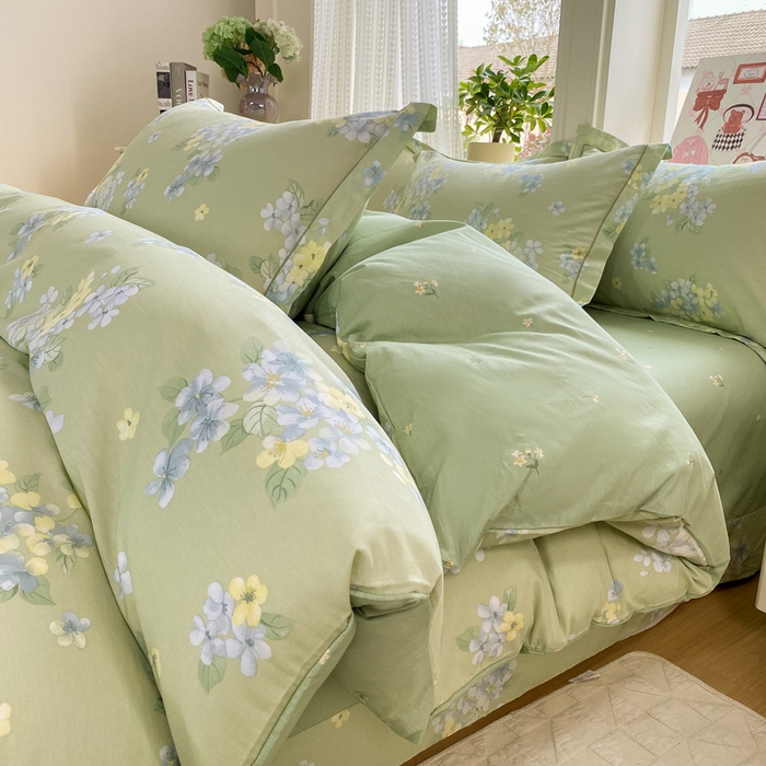 91家纺网 家纺一手货源 找家纺 凌鼎 2026新款多规格掉边全棉印花四件套 初夏花蕊