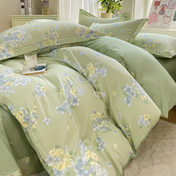 91家纺网 家纺一手货源 找家纺 凌鼎 2026新款多规格掉边全棉印花四件套 初夏花蕊