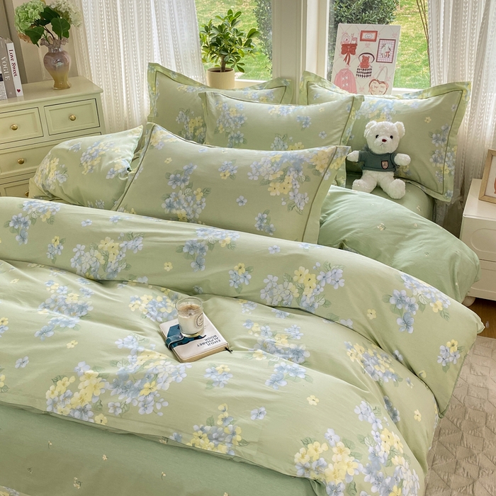 91家纺网 家纺一手货源 找家纺 凌鼎 2026新款多规格掉边全棉印花四件套 初夏花蕊