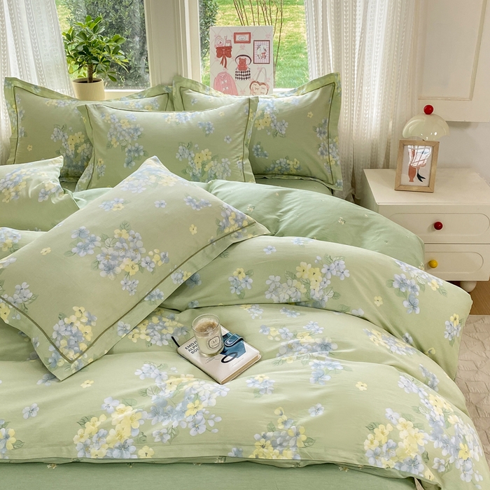 91家纺网 家纺一手货源 找家纺 凌鼎 2026新款多规格掉边全棉印花四件套 初夏花蕊