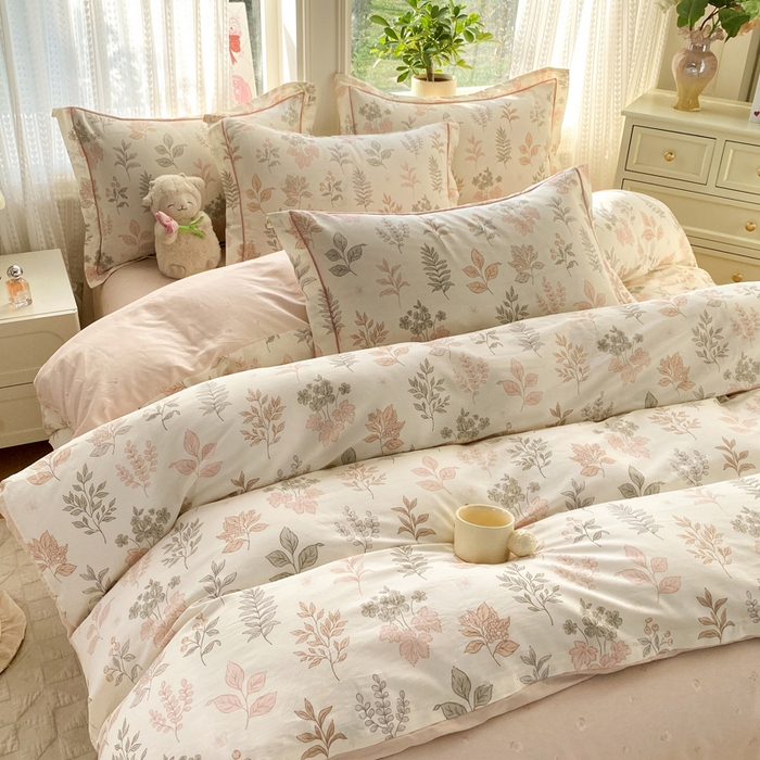 91家纺网 家纺一手货源 找家纺 凌鼎 2026新款多规格掉边全棉印花四件套 恒久花叶