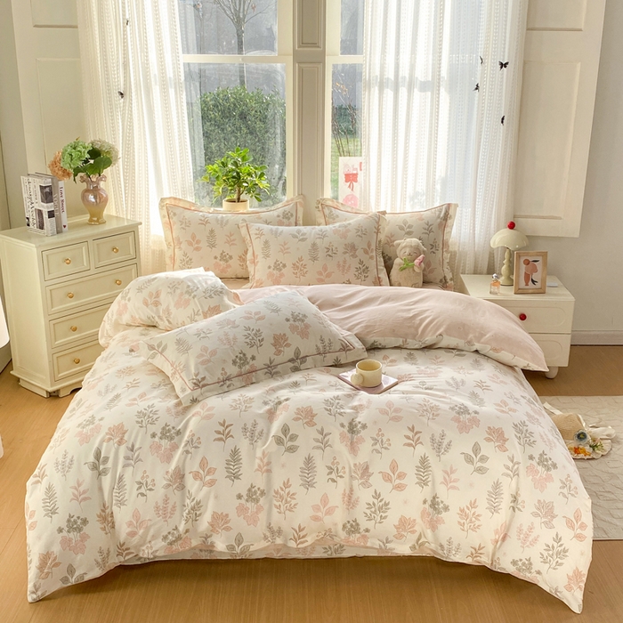 91家纺网 家纺一手货源 找家纺 凌鼎 2026新款多规格掉边全棉印花四件套 恒久花叶