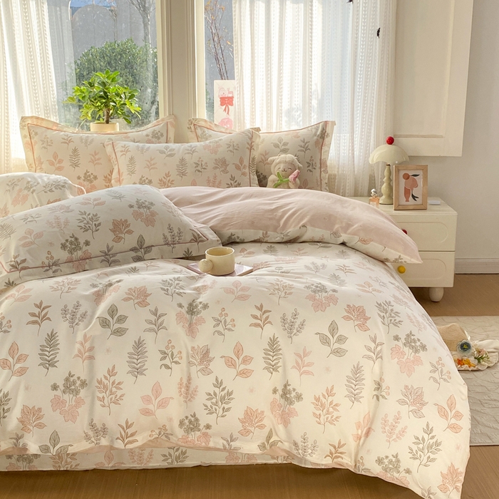 91家纺网 家纺一手货源 找家纺 凌鼎 2026新款多规格掉边全棉印花四件套 恒久花叶