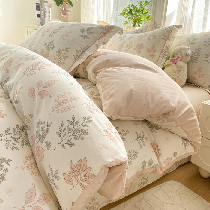 91家纺网 家纺一手货源 找家纺 凌鼎 2026新款多规格掉边全棉印花四件套 恒久花叶