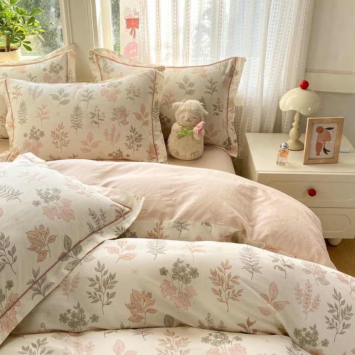 91家纺网 家纺一手货源 找家纺 凌鼎 2026新款多规格掉边全棉印花四件套 恒久花叶