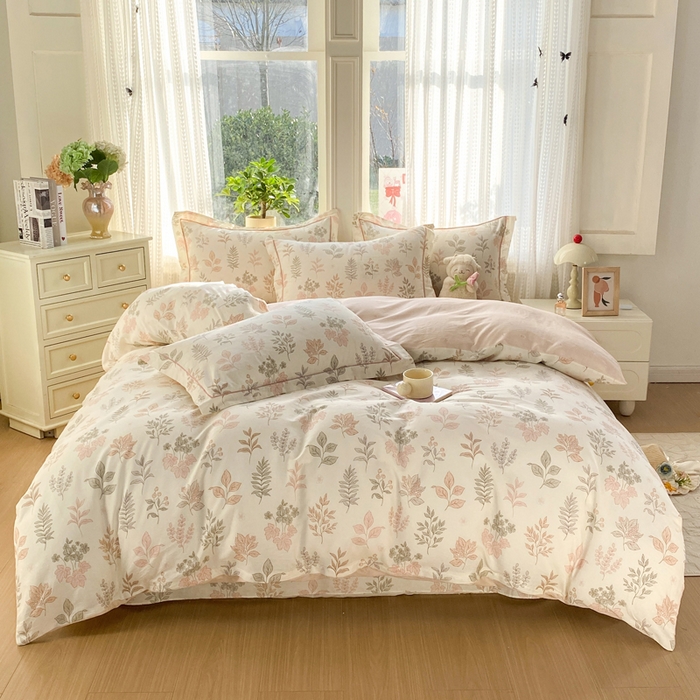 91家纺网 家纺一手货源 找家纺 凌鼎 2026新款多规格掉边全棉印花四件套 恒久花叶