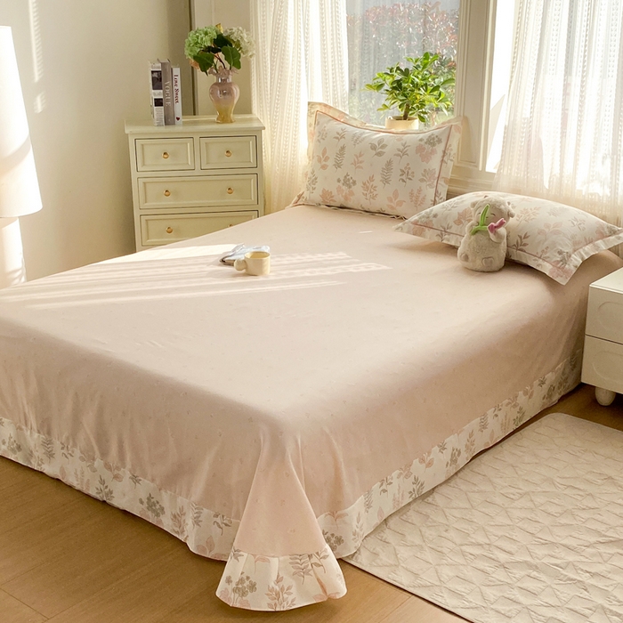 91家纺网 家纺一手货源 找家纺 凌鼎 2026新款多规格掉边全棉印花四件套 恒久花叶