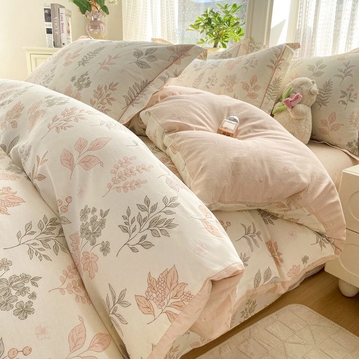 91家纺网 家纺一手货源 找家纺 凌鼎 2026新款多规格掉边全棉印花四件套 恒久花叶