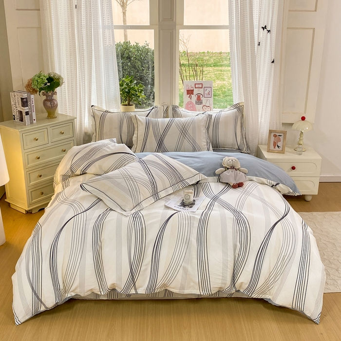 91家纺网 家纺一手货源 找家纺 凌鼎 2026新款多规格掉边全棉印花四件套 莱茵河