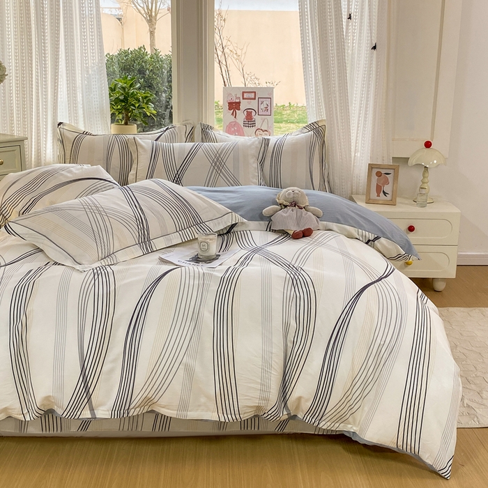 91家纺网 家纺一手货源 找家纺 凌鼎 2026新款多规格掉边全棉印花四件套 莱茵河