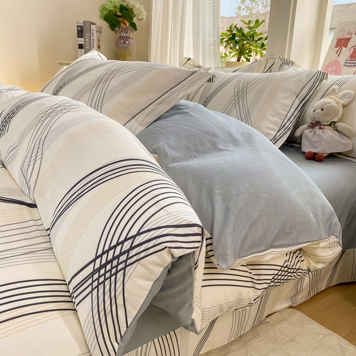 91家纺网 家纺一手货源 找家纺 凌鼎 2026新款多规格掉边全棉印花四件套 莱茵河