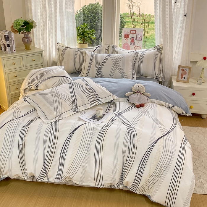 91家纺网 家纺一手货源 找家纺 凌鼎 2026新款多规格掉边全棉印花四件套 莱茵河