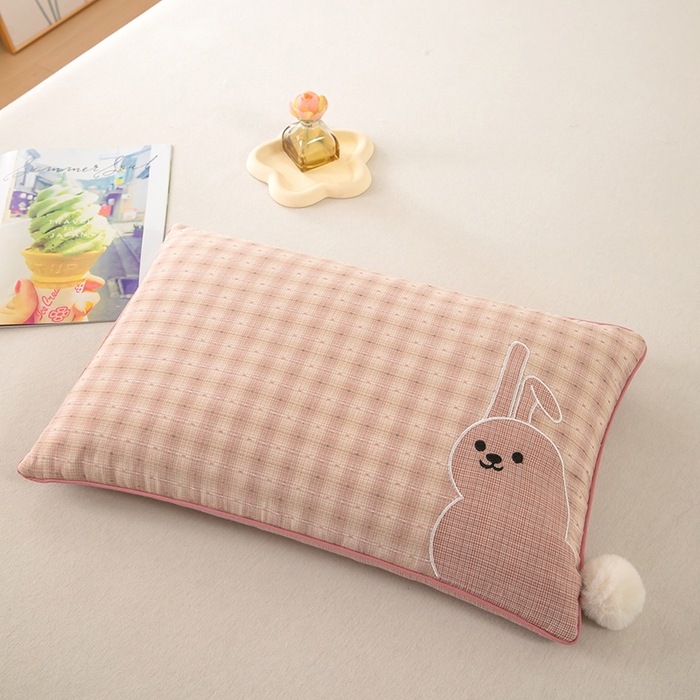 枕之坊 2026新款全棉毛球兔子荞麦枕 毛球兔-粉色