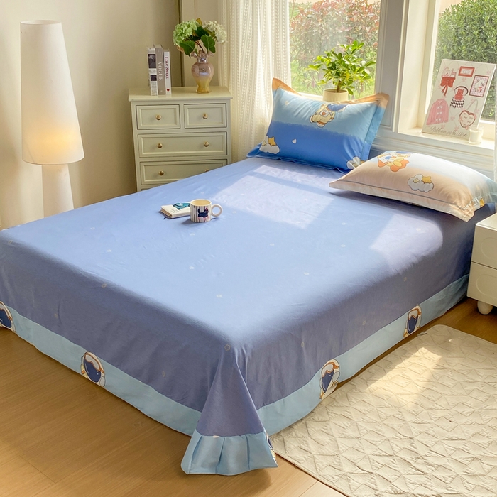 91家纺网 家纺一手货源 找家纺 凌鼎 2026新款多规格掉边全棉印花四件套 浪漫宇航