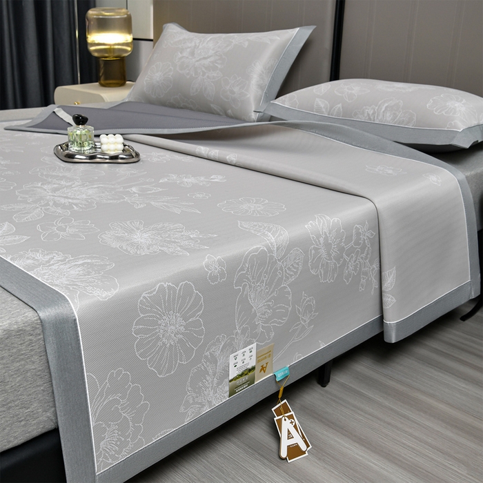 91家纺网 家纺一手货源 找家纺 小牛席业 2026新款【实拍风格】PE凉感-轻奢赫本提花冰丝席系列凉席藤席冰藤席冰丝席竹席 香槟