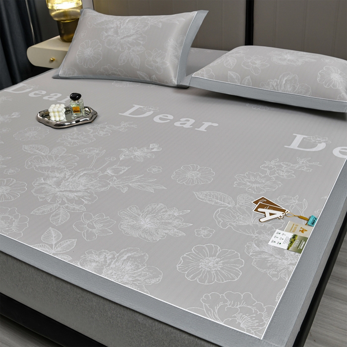 91家纺网 家纺一手货源 找家纺 小牛席业 2026新款【实拍风格】PE凉感-轻奢赫本提花冰丝席系列凉席藤席冰藤席冰丝席竹席 香槟