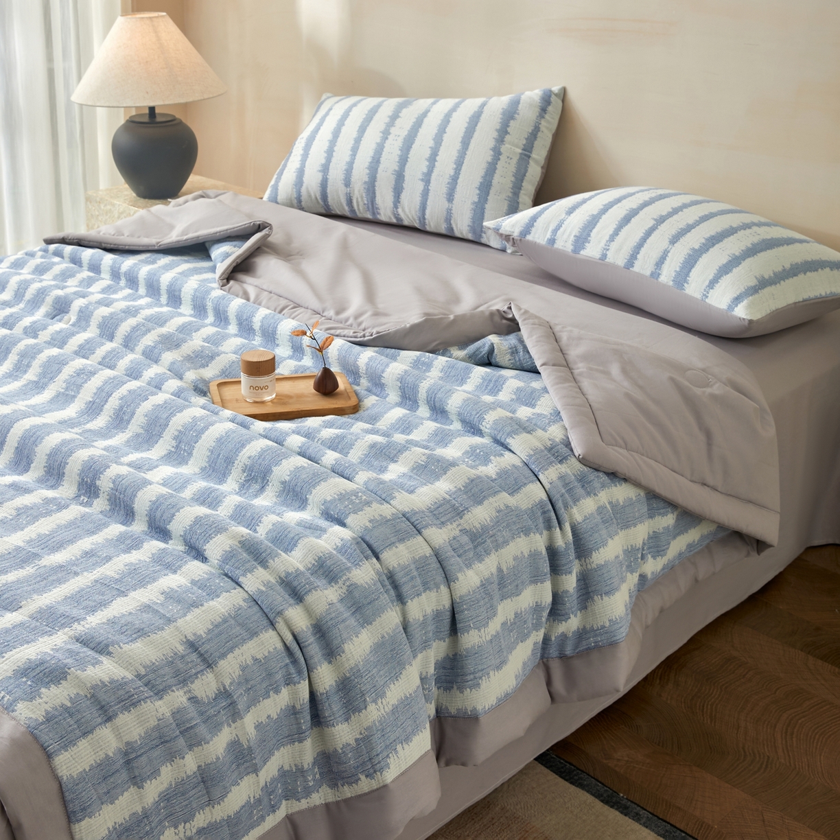 91家纺网 家纺一手货源 找家纺 绒城 2026新款全棉纯棉大提花新疆棉花夏被夏凉被空调被四件套-律动 律动-天兰