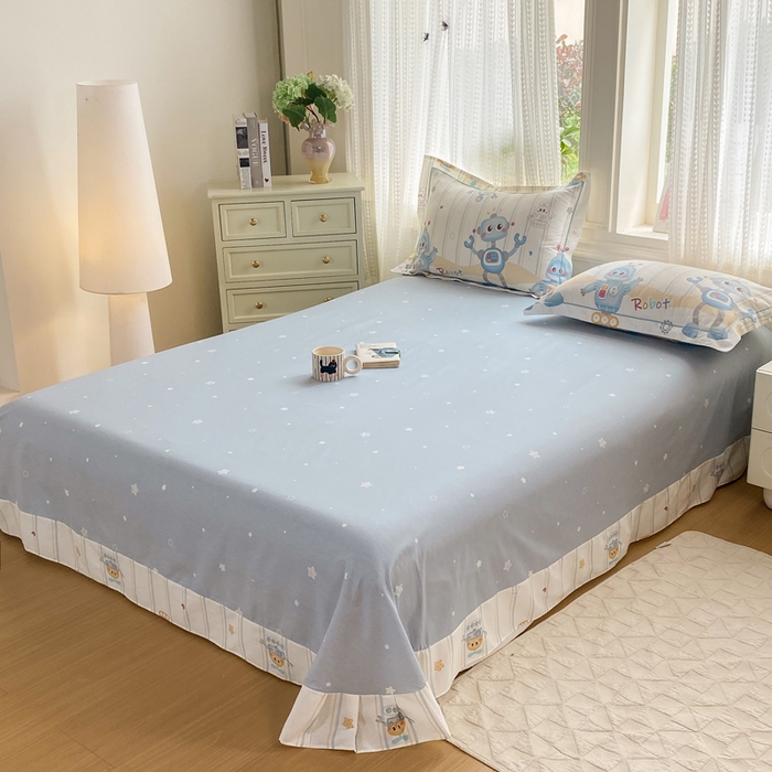 91家纺网 家纺一手货源 找家纺 凌鼎 2026新款多规格掉边全棉印花四件套 萌趣机甲